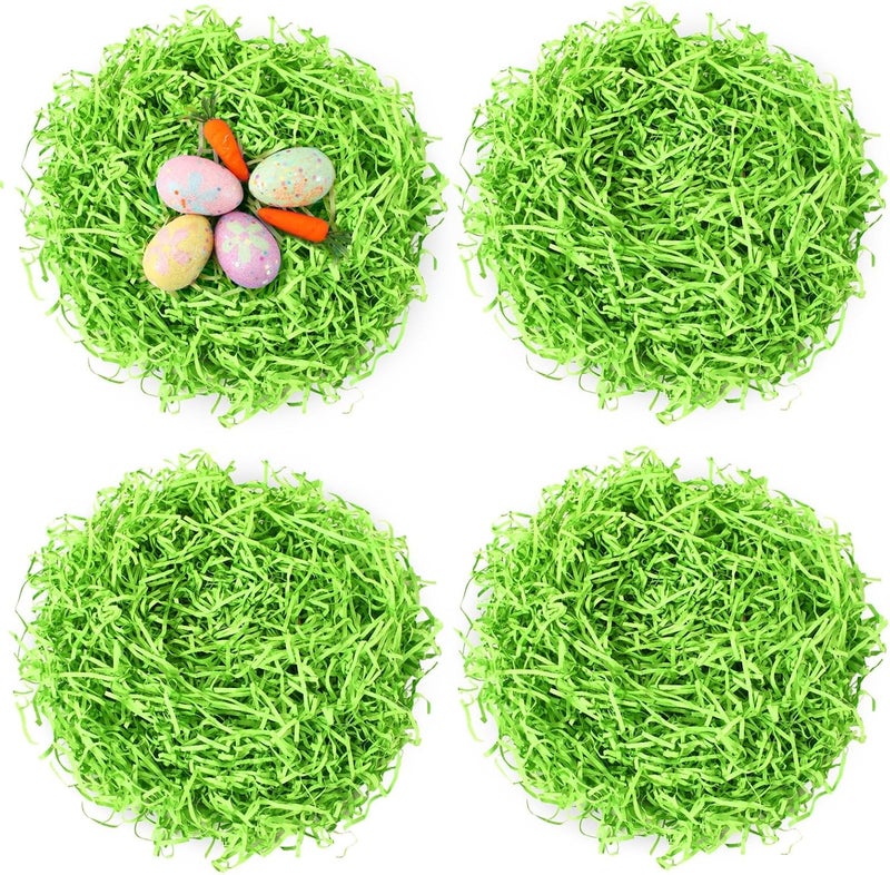 MARFOREVER 200g Easter Grass Basket Filler Easter Green Grass, Green Raffia Recyclable Shredded Paper Grass for Happy Party Favors Decorations Gift Wrapping Stuffers 7oz - Image 1
